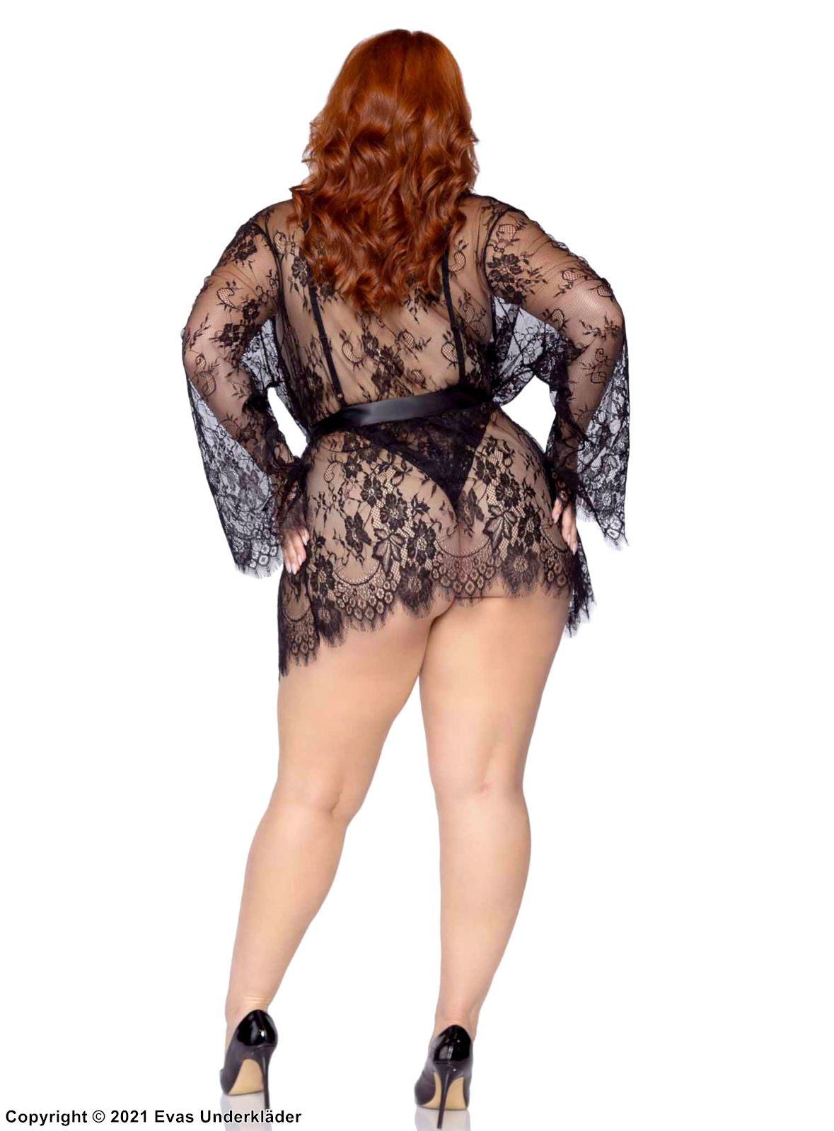 Verführerische Dessous-Set, weiche Spitze, tiefer Ausschnitt, Plus Size